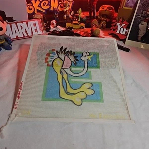 Vintage Needlepoint Canvas:  Childrens Theme Letter "E" - Picture 1 of 1