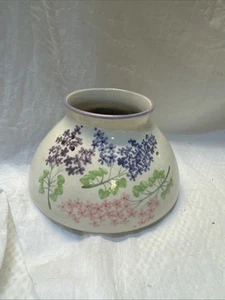 Ceramic Candle Jar Shade Topper Burgundy Floral Lg. 3” High Thailand - Picture 1 of 10