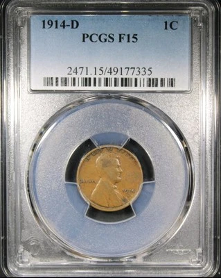 1914-D Lincoln Cent PCGS F15 Graded DATE Higher Grade Rare Collection Key Coin! - Image 1 of 3