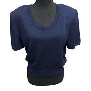 St. John Basics Kurzarm-Pullover mit Rundhalsausschnitt marineblau Damengröße Medium " - Bild 1 von 7