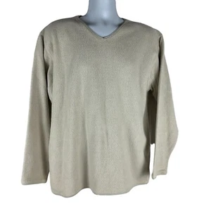 Dockers Beige Long Sleeve Mens Sweater Medium Cotton/Polyester Blend V-Neck - Picture 1 of 6