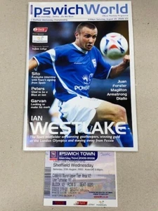 2005/06 IPSWICH TOWN V SHEFFIELD MITTWOCH 20-08-2005 MEISTERSCHAFT & TICKET - Bild 1 von 1