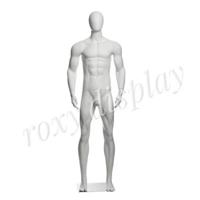 Maniquí de pie muscular de plástico blanco mate para hombre adulto con base Foto 1 de 3