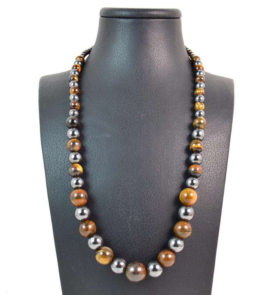 Collana scalare in Occhio di Tigre,Ematite e chiusura in Argento 925.MadeinItaly - Immagine 1 di 1