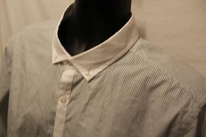 Mens Cold Method L/S Button Front Slim Fit Green Stripe Shirt Sz XL 100% Cotton - Picture 1 of 6