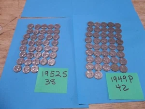 (80) 1952 S, 1949 P Jefferson Nickels zirkuliert KOSTENLOSER VERSAND! - Bild 1 von 3