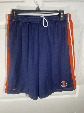 VTG Nike Team Illinois Fighting Illini Mens Basketball Shorts Size Medium Blue Cover