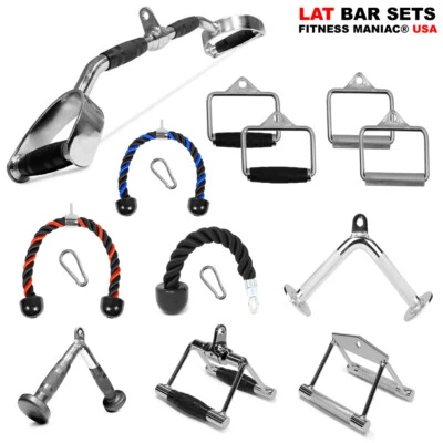 Home Gym Cable Attachment Handle Machine Strength Exercise Press Down Lat Set - Image 1 of 4