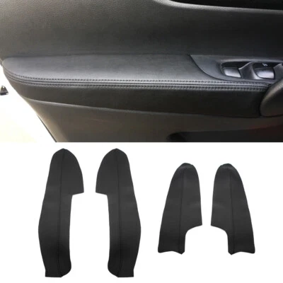 4X ALL Black Leather Door Panels Armrest Cover for Nissan Qashqai J11 2016-2018 - Imagem 1 de 4
