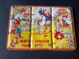 RARE Ancienne boite en métal Water colour paint box Page London Eléphant - Picture 1 of 8