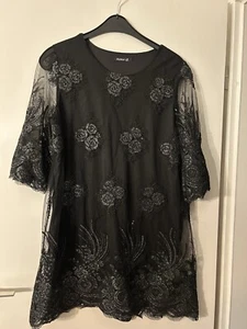 Kleid Schwarz Glitzer und Stickereien Neu Gr.L - Bild 1 von 3