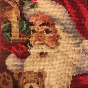 Medias de Navidad De Colección Punta de Aguja Algodón Lana Hechas a Mano Papá Noel con Oso Terminado - Imagen 1 de 5