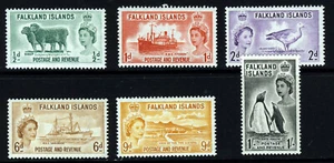 FALKLAND ISLAND QE II 1955-57 primo set definitivo da SG 187 a SG 192 OTTIME CONDIZIONI - Foto 1 di 2
