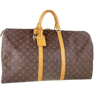 Louis Vuitton Monogram Keepall 55 Leather Fabric Brown Boston Bag 3062 - Picture 1 of 24
