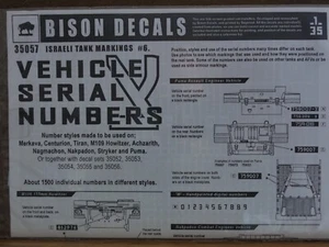 1/35 Bison ISRAELI VEHICLE NUMBERS: Decals for Merkava, Tiran & many more! OOP - Picture 1 of 2
