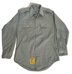 1980s US Army Issue Military Shirt Mens Long Sleeve Button Down Size 15x32 - Picture 1 of 7
