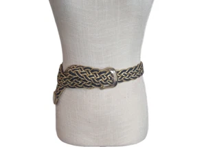 VTG Womens Blue Gold Braided Rope Belt 38" M-L - Picture 1 of 5