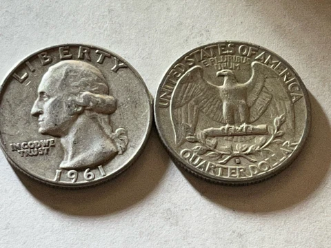 1961-D 90% Silver Washington Quarter- W72 VG Cover