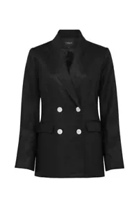CABLE Melbourne Black Linen Dress Suit Jacket Blazer SIZE LARGE 14 16 pockets - Picture 1 of 10