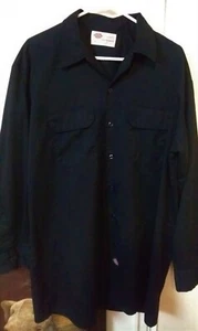  Men's Black Dickies polyester cotton long sleeve buttonup front pocket shirt XL - Picture 1 of 3
