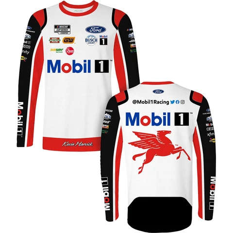 Kevin Harvick Long Sleeve Mobil 1 Sublimated Uniform Pit Crew T-Shirt White Cover