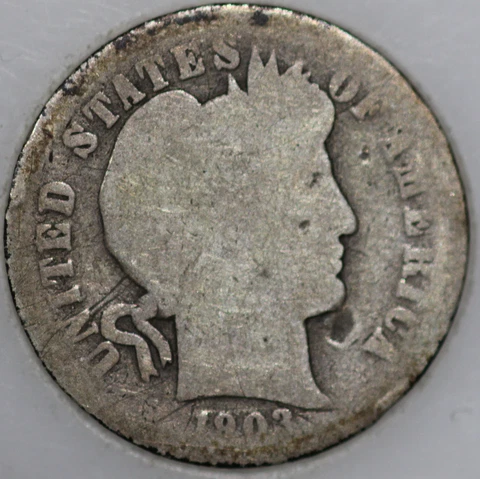 * 1903-P Barber Dime, 90% Silver and Over 100 years Old As Shown Cover