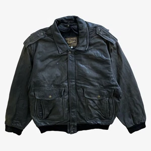 Chaqueta de piloto de cuero negra tipo B32 Redskins de los 90 vintage para hombre, motociclista militar - Imagen 1 de 6