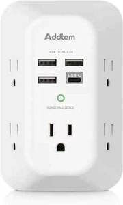 5 Outlet Extender Surge Protector Multi Plug Wall Adapter USB Charger Ports with - Picture 1 of 6
