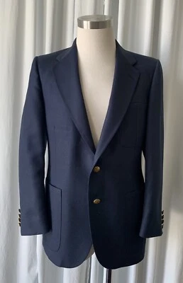Vtg 70s Men's 1970s Lanvin Navy Blazer sz 40Short - Image 1 of 4