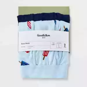 Men's Popsicle Print Boxer Briefs 2pk SMALL Goodfellow & Co Navy & Light Blue - Picture 1 of 2