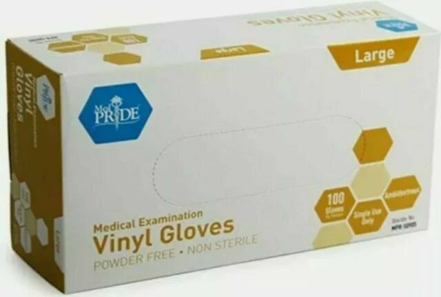 MedPride MPR50905 Medical Vinyl Examination Gloves, Size L - 1000 Piece