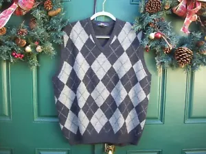 Argyle Mens XL Lambs Wool Sweater Vest, by North Wind - Picture 1 of 4