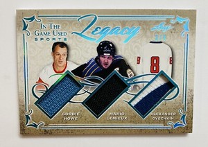 2019 Leaf ITG Used Gordie Howe Mario Lemieux Ovechkin 3/9 Triple Jersey Patch