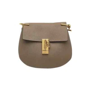 Chloe Womens Taupe Leather Drew Chain Small Crossbody Bag Handbag - Picture 1 of 5
