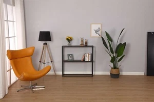 KennynElvis 40" 2-Tier Wooden Metal Console Table (Black) - Picture 1 of 10