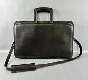 Vintage Jack Georges Professional  Briefcase Black Leather w/ Strap - Picture 1 of 18