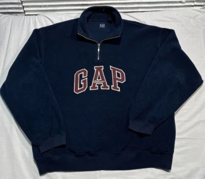 Vintage GAP Jacket Mens XL Fleece 1/4 ZIP Pullover Embroidered Logo Made in USA - Image 1 of 4