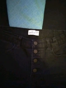 Jordache Supper Skinny Jeans Girls Size 16 Black Button Front Denim Jeans - Picture 1 of 11