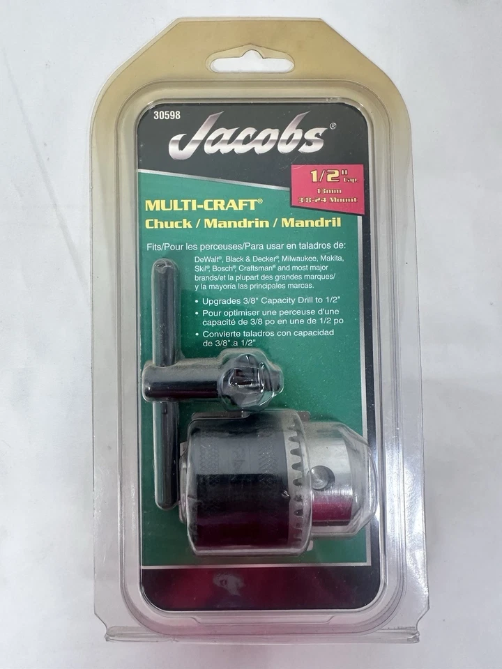 Jacobs 30598 Multi-craft 3-flat Plain Bearing Shank Drill Chuck