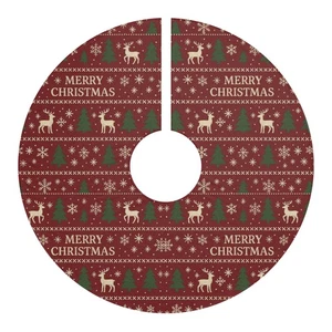 Holiday Tree Skirt, Merry Christmas Reindeer Pattern | Festive Christmas Decor, - Picture 1 of 4