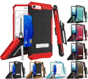 Tri-Shield Rugged Case Stand Card Slot Strap Belt Clip for iPhone SE 2022/2020 - Photo 1 sur 50