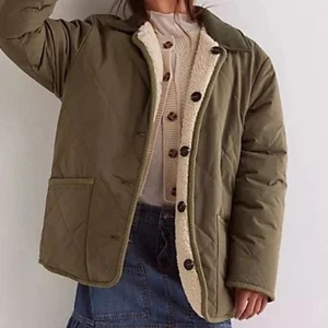 Free People Arnelle Teddy Reversible Jacket Women M Boho Indie Grunge Chore Coat - Picture 1 of 9