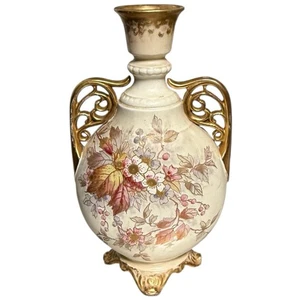 Jarrón antiguo siglo XIX Royal Bonn Alemania rubor marfil floral pintado a mano 13" - Imagen 1 de 24