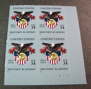 US Stamp Plate Block Scott# 3560 U.S. Military Academy MNH 2002 H378 - Picture 1 of 1