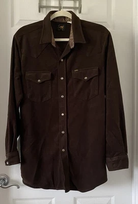 Camisa/chaqueta vintage Lee de nailon cepillado con perlas talla XL marrón oscuro EE. UU. Foto 1 de 4