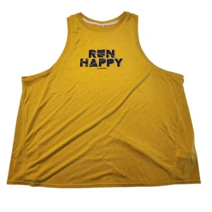 Brooks Tank Top Run Happy Stretch Logo Lightweight Yellow Womens XXL 2XL NEW - Picture 1 of 10