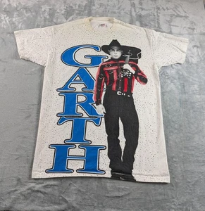 VTG GARTH Brooks T-Shirt Mens One Size Speckle All Over Print 24 Hours 90s USA - Picture 1 of 18