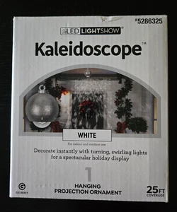 KALEIDOSCOPE Gemmy Indoor/Outdoor LED Lights Hanging Projection Ornament WHITE - Picture 1 of 8