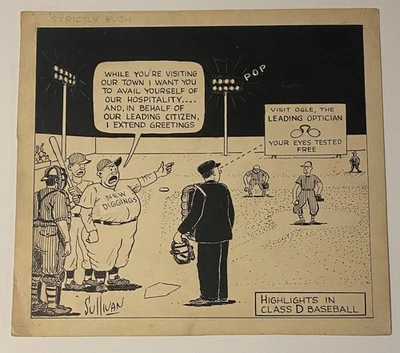 Ojo Doctor Optometrista Arte Original Dibujos Animados Árbitro de Béisbol Nuevas Excavaciones, WI Foto 1 de 4