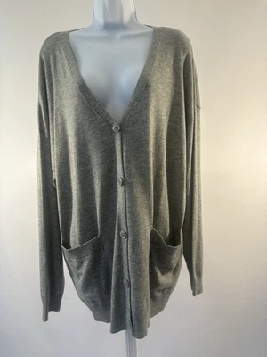 ¡NUEVO CON ETIQUETAS! Cárdigan Forever 21 Gris Botón Cuello en V Mezcla Cachemira, Talla: L (b37) Foto 1 de 4